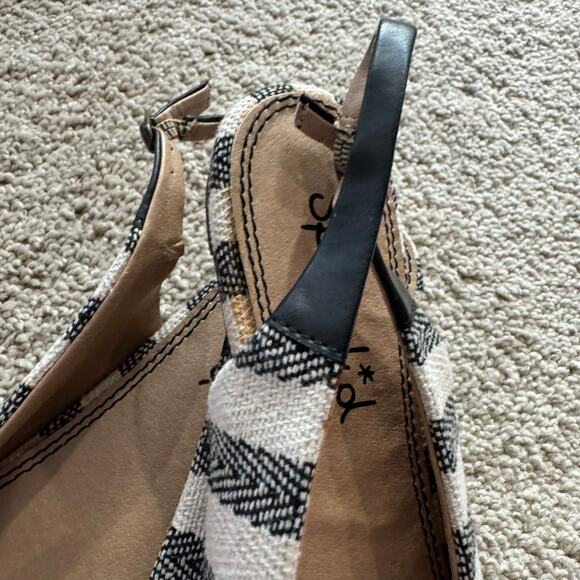 Splendid Black & Cream Natural Canvas Stripe Slingback Flats Size 8.5 Open Back - Picture 13 of 13